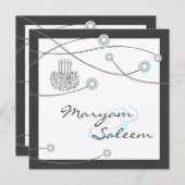 イスラム教のニッカ・ビスミラ・結婚式の花のカード 招待状 (正面/裏面)