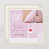イスラム教のベビーのaqiqahの発表の招待の女の子 招待状 (正面/裏面)