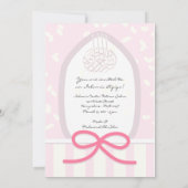 イスラム教のベビーのAqiqahの誕生の招待のベッドのピンク 招待状 (裏面)