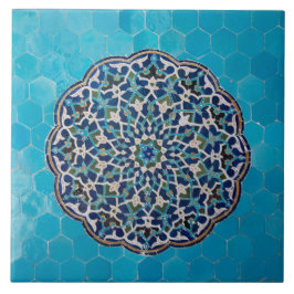 イスラム教の円のモザイク陶磁器の写真のタイル タイル