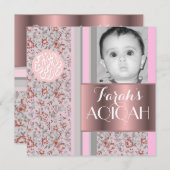 イスラム教の女の赤ちゃんのピンクのaqiqahの写真 招待状 (正面/裏面)