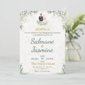 イスラム教の婚約式 イスラム教 緑の花 招待状 (スタンド正面)