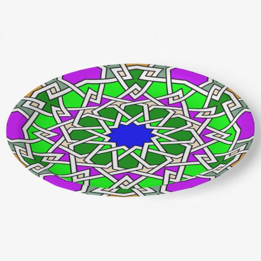 イスラム教の幾何学的なパターン ペーパープレート (アングル)