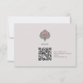 イスラム教の結婚式の出欠確認カード - ソフトグレーのムガル様式 出欠カード (裏面)