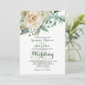 イスラム教の結婚式 ビスミラ エレガントな花束 ローズ 招待状 (スタンド正面)