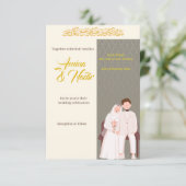 イスラム教の結婚式 招待状 ゴールドベージュ (スタンド正面)