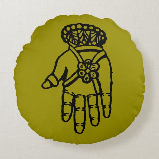 イスラム教の記号: Hamsa ラウンドクッション (正面)