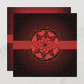 イスラム教の赤いダマスク織のbismillahの結婚式の婚約 招待状 (正面/裏面)