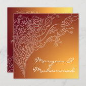 イスラム教の赤いビスマillahウェディング招待状カード 招待状 (正面/裏面)