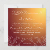 イスラム教の赤いビスマillahウェディング招待状カード 招待状 (裏面)