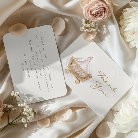 イスラム教の赤ちゃんの女の子のアクィカのお礼カード サンキューカード