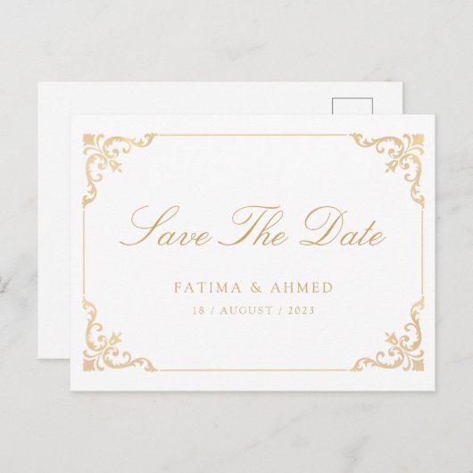 イスラム教の金ゴールドが日付を保存 案内ポストカード (正面/裏面)