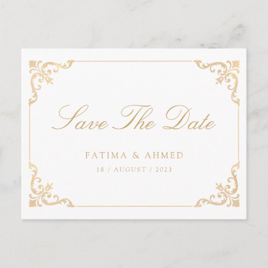 イスラム教の金ゴールドが日付を保存 案内ポストカード (正面)