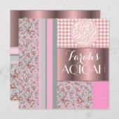 イスラム教イスラム教の女の赤ちゃんのピンクのaqiqah 招待状 (正面/裏面)