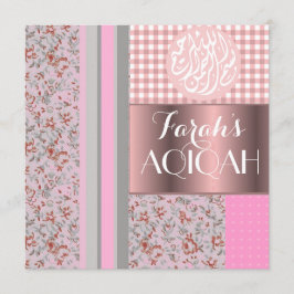 イスラム教イスラム教の女の赤ちゃんのピンクのaqiqah 招待状