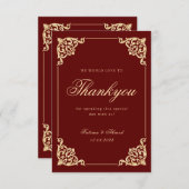 イスラム教ブルゴーニュ結婚金ゴールドサンキューカード サンキューカード (正面/裏面)