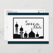 イスラム教モスクのシルエット結婚式の日付を保存 案内ポストカード (正面/裏面)