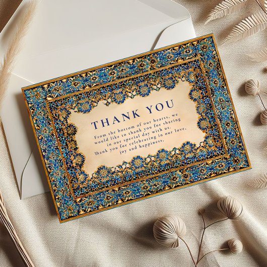 イスラム教式の結婚式 ゴールドモザイク サンキューカード
