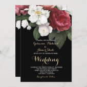 イスラム教式ウェディング ビスマッラ エレガントバーガンディローズ 招待状 (正面/裏面)
