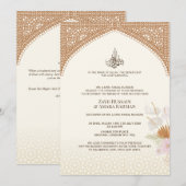 イスラム教式結婚式の招待状 – 水彩画アンスリウム 招待状 (正面/裏面)