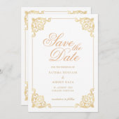 イスラム教式 白のSave The Date 発表カード セーブザデート (正面/裏面)