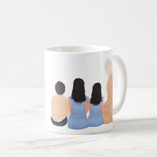 イスラム教徒の母と2人の娘と1人の息子パーソナライズされた コーヒーマグカップ (正面右)