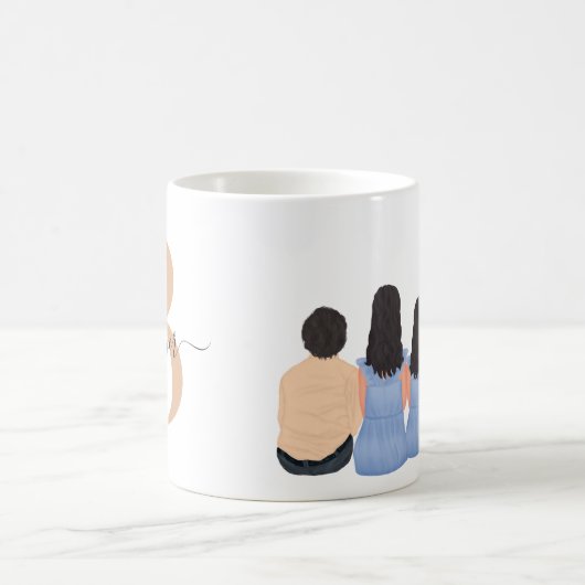 イスラム教徒の母と2人の娘と1人の息子パーソナライズされた コーヒーマグカップ (中央)