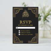イスラム教徒の結婚式 ブラック ゴールド 出欠カード (スタンド正面)