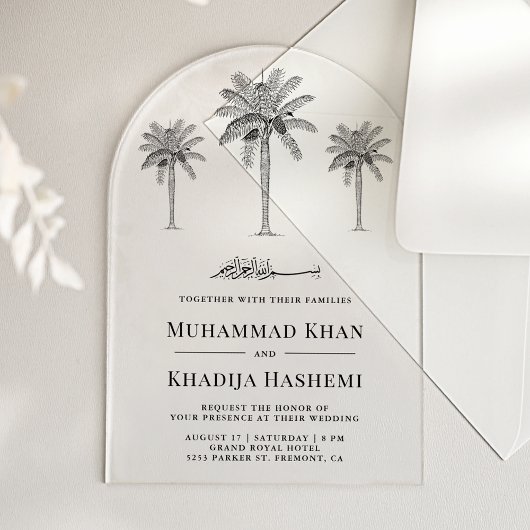 イスラム教徒+ムスリムの結婚式にぴったりなナツメヤシの木 アクリル招待状