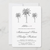 イスラム教徒+ムスリムの結婚式のためのグレーのデーツヤシの木 招待状 (正面)