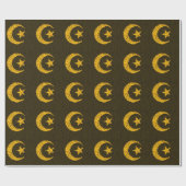 イスラム教金ゴールドの輝きの月および星 ラッピングペーパー (フラット)