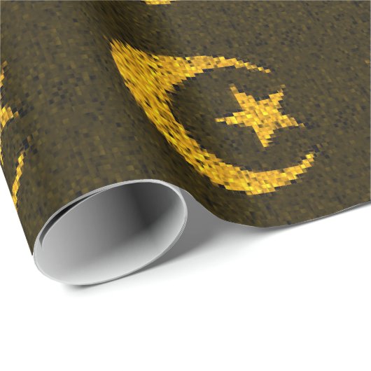 イスラム教金ゴールドの輝きの月および星 ラッピングペーパー (ロールコーナー)