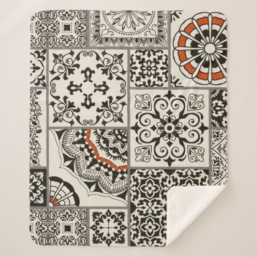 イスラム教、アラビア語、インディアンとのシームレスなパッチワークのタイル シェルパブランケット (正面)