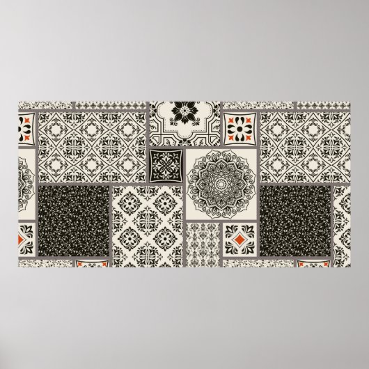 イスラム教、アラビア語、インディアンとのシームレスなパッチワークのタイル ポスター (正面)