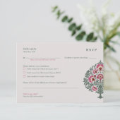 イスラム教 結婚式 出席・欠席 返信カード - ソフトグレー ムガル様式 (スタンド正面)