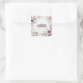 イスラム水色フローラアラビア書道アッラー スクエアシール (バッグ)