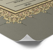 イスラム灰色フローラ縁どニカー証明書 ポスター (角)