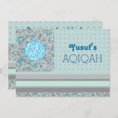 イスラム男の赤ちゃんブルーアキカイスラム教 招待状 (正面/裏面)