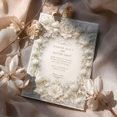 イスラム白チューリップ擬似エンボス 招待状