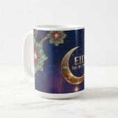イスラム祝祭 ハイドアルアダ 金とネイビー コーヒーマグカップ (正面左)