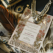 イスラム秋バーンドオレンジ金ゴールドアラブ結婚ズ 箔招待状