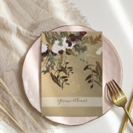 イスラム素朴フローラ結婚金ゴールド 招待状