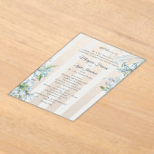 イスラム結婚式ニカハ ブルーの水彩百合とグレー アクリル招待状 (レイダウン)