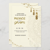 イスラム結婚式招待状芸術 招待状 (正面/裏面)