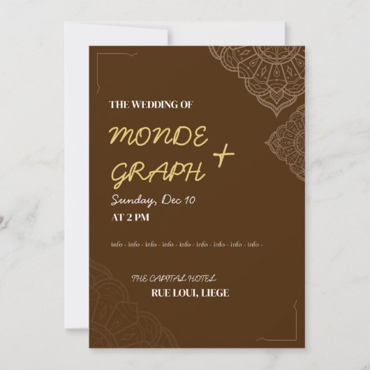 イスラム結婚式招待状芸術 招待状 (正面)