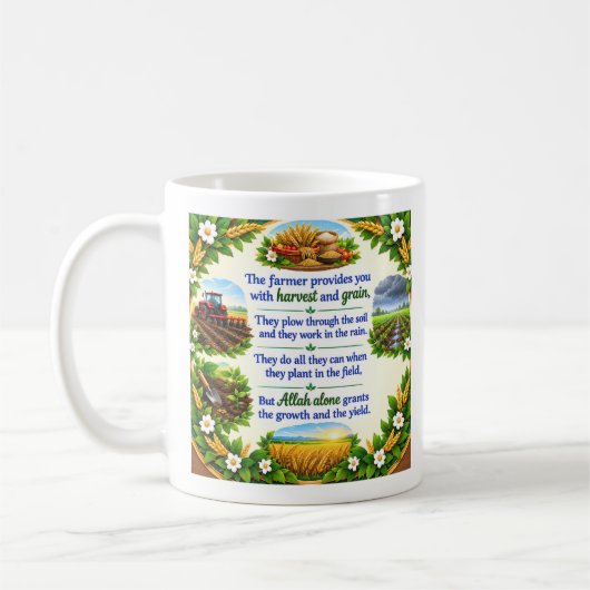 イスラム詩 農家と収穫の花輪 コーヒーマグカップ (左)