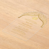 イスラム金ゴールドニカワリマムスリムモスクエレガント アクリル招待状 (レイダウン)