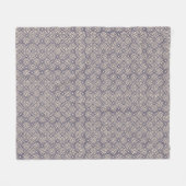 イスラム青の白いモロッコの幾何学模様 フリースブランケット (正面(横))