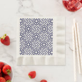 イスラム青白モロッコ幾何学模様 縁ありランチョンナプキン (インサイチュ)