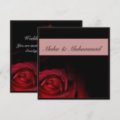 イスラム黒赤バラの結婚式・婚約 招待状 (正面/裏面)